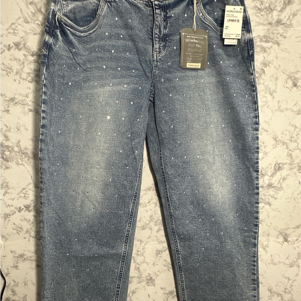 NWT Democracy Beaded Light Wash Denim Jeans - Sparkle Detail